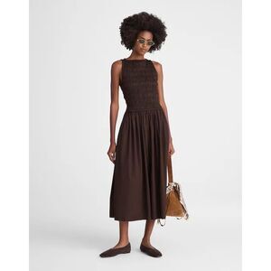 Madewell The Melody Smocked Midi Dress Molasses Mocha Brown Size XL NWT NX637